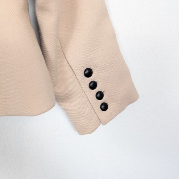 Milly Cream Single Breasted Leather Contrast Tuxedo Blazer Size 4 - Picture 6 of 8